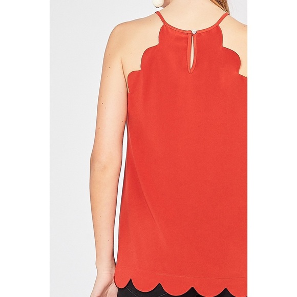 High Neck Scalloped Trim Sleeveless Top - Picture 7 of 8